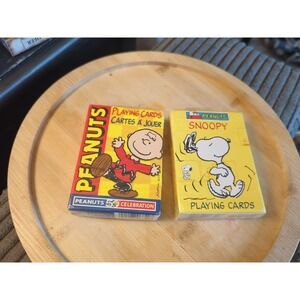 2 Peanuts Snoopy Playing Cards Deck Hoyle Yellow Box Factory Sealed 2004 NOS